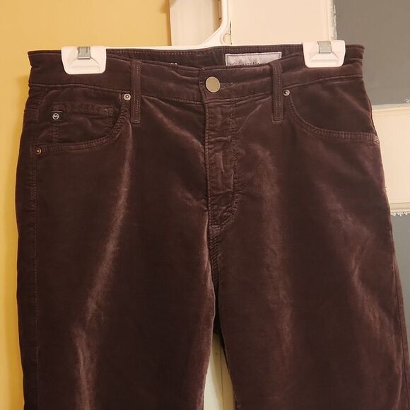 Adriano Goldschmied Anthropologie Dark Brown Stevie Slim Ankle Pants Size 28R 6R - Picture 2 of 11